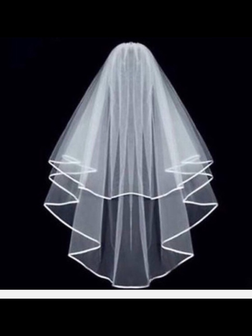 White Two-Tier Bridal Veil with Satin Edge